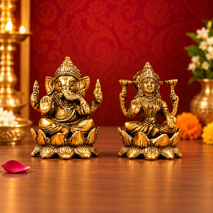 Fine Brass Laxmi Ganesh Murti