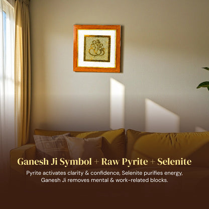 Ganesha Ji on Raw Pyrite Frame - Gemsinvite