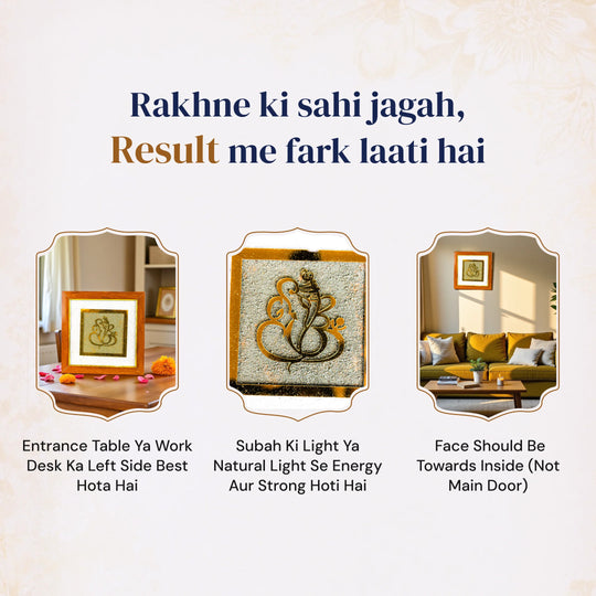 Ganesha Ji on Raw Pyrite Frame - Gemsinvite