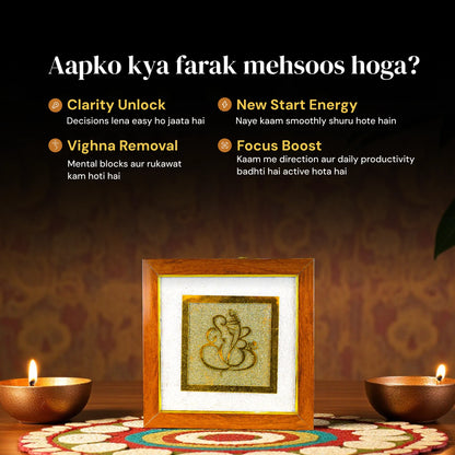 Ganesha Ji on Raw Pyrite Frame - Gemsinvite