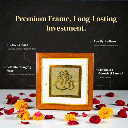 Ganesha Ji on Raw Pyrite Frame - Gemsinvite