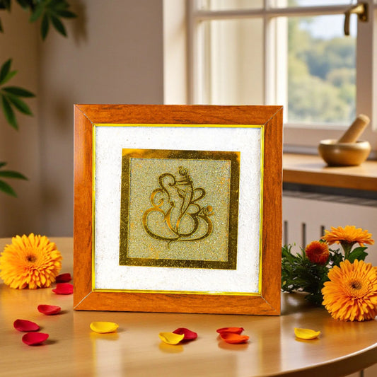 Ganesha Ji on Raw Pyrite Frame - Gemsinvite