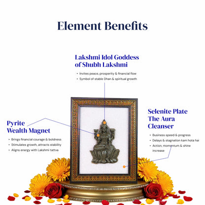 Goddess Lakshmi ji Pyrite-Selenite 3D Frame - Gemsinvite