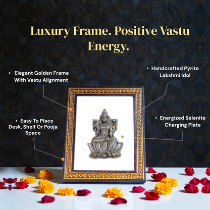 Goddess Lakshmi ji Pyrite-Selenite 3D Frame - Gemsinvite