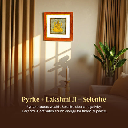 Goddess Lakshmi ji on Raw Pyrite Frame - Gemsinvite