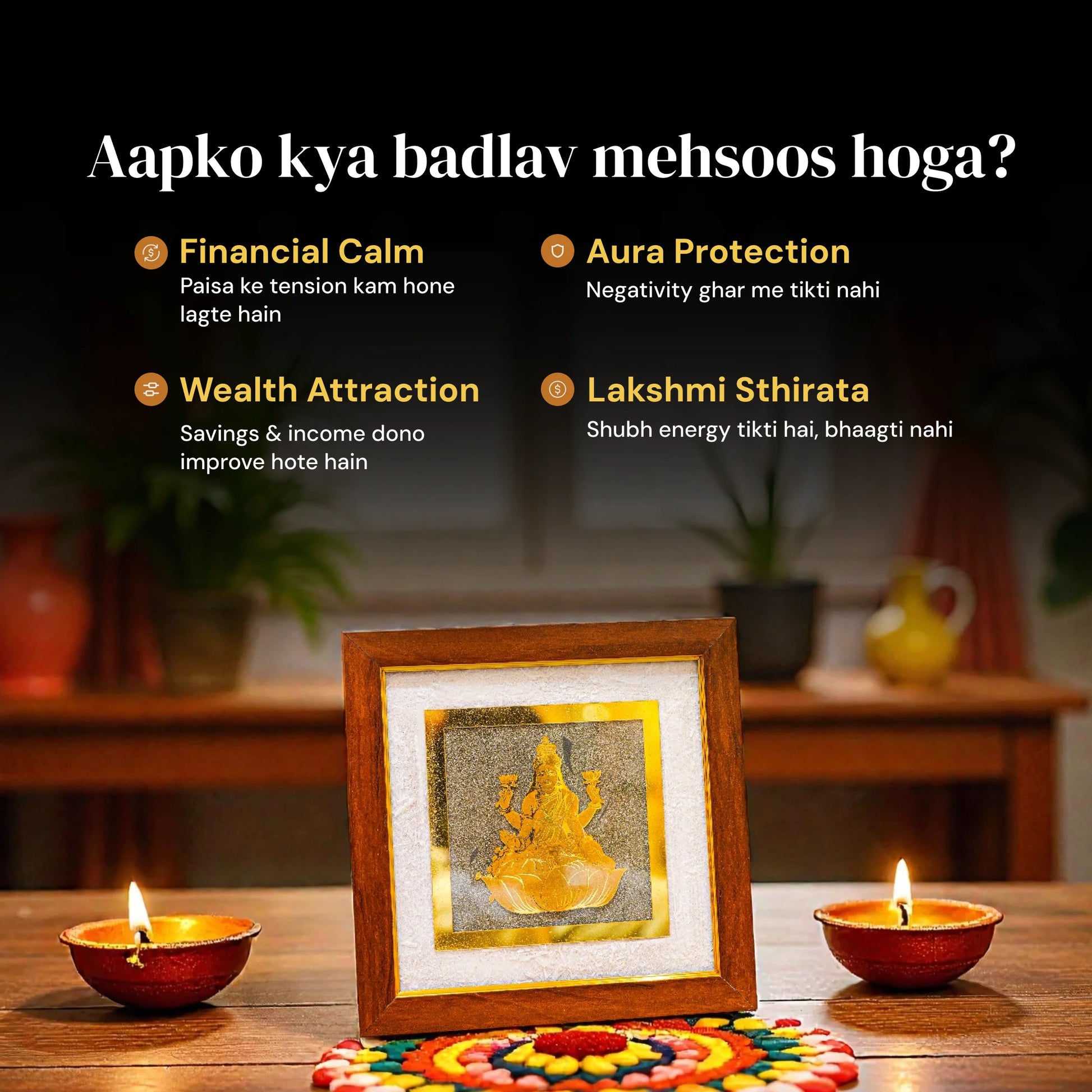Goddess Lakshmi ji on Raw Pyrite Frame - Gemsinvite