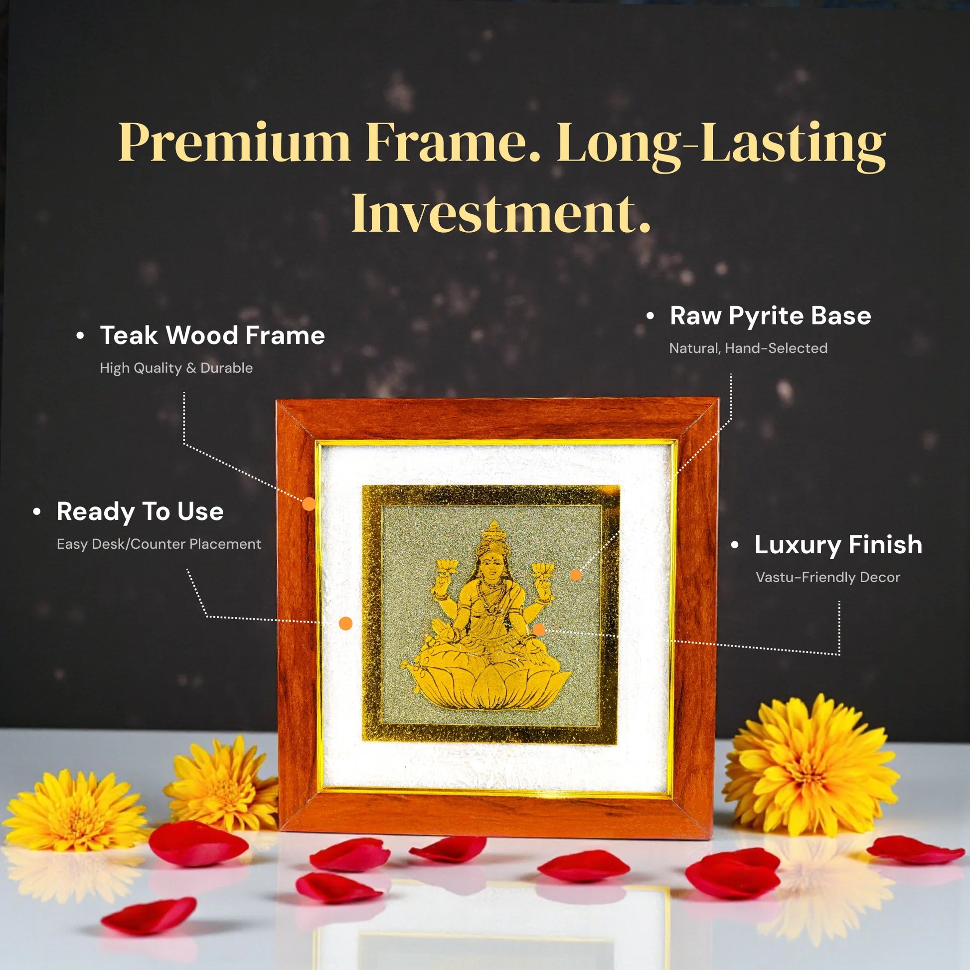 Goddess Lakshmi ji on Raw Pyrite Frame - Gemsinvite