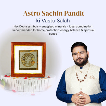 Jain Nav Devta Raw Pyrite with Selenite Frame - Gemsinvite