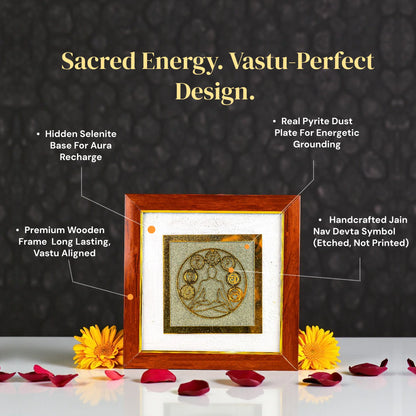 Jain Nav Devta Raw Pyrite with Selenite Frame - Gemsinvite