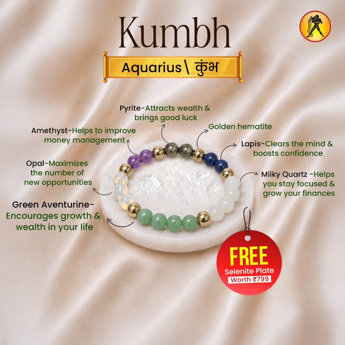 Aquarius (Kumbh Rashi) Maha Dhanyog Bracelet