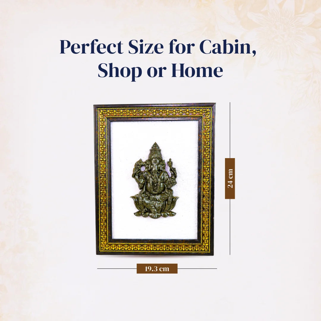 Lord Ganesha Pyrite-Selenite 3D Frame - Gemsinvite