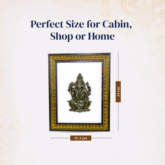 Lord Ganesha Pyrite-Selenite 3D Frame - Gemsinvite