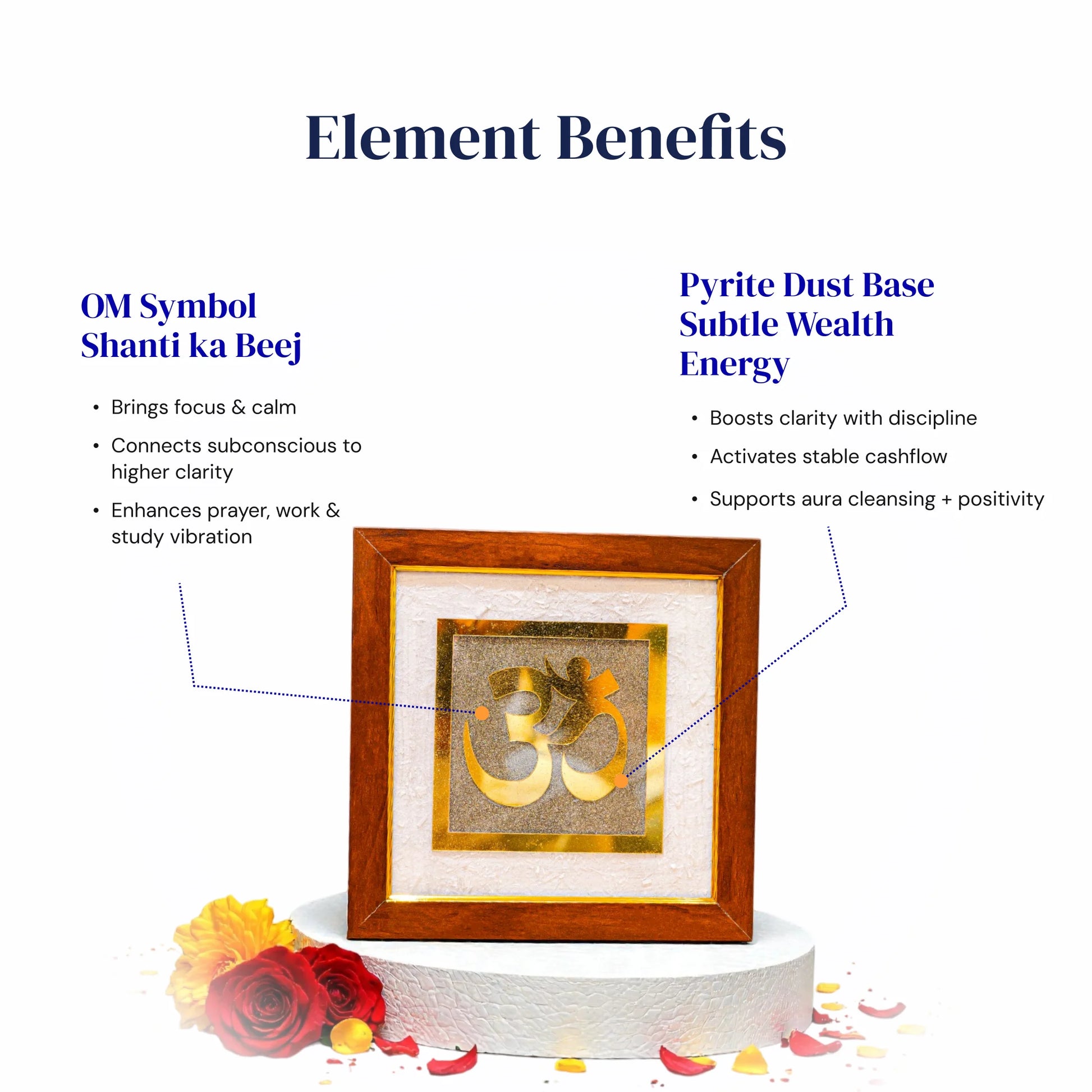 Om Raw Pyrite with Selenite Frame - Gemsinvite