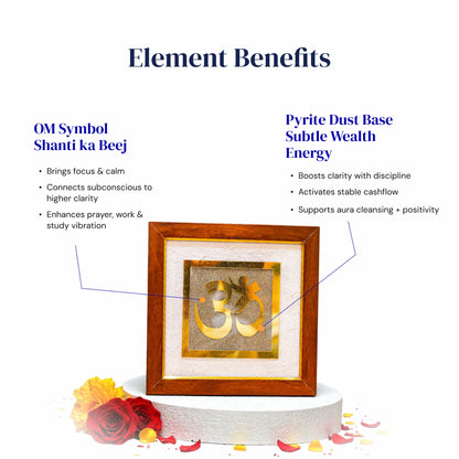 Om Raw Pyrite with Selenite Frame - Gemsinvite