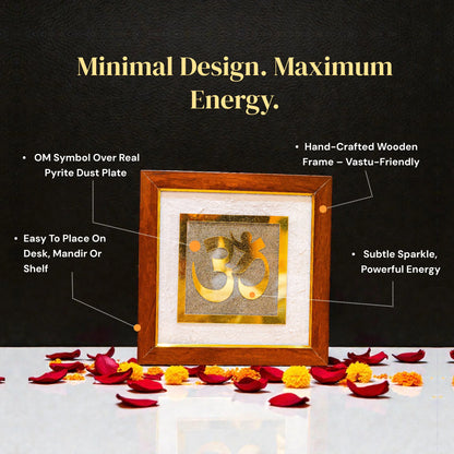 Om Raw Pyrite with Selenite Frame - Gemsinvite