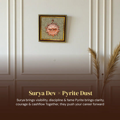 Surya Dev Brass on Raw Pyrite Frame - Gemsinvite