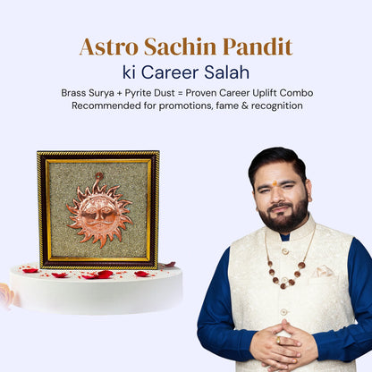 Surya Dev Brass on Raw Pyrite Frame - Gemsinvite
