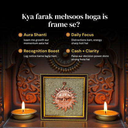 Surya Dev Brass on Raw Pyrite Frame - Gemsinvite