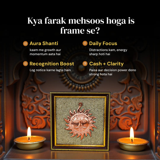 Surya Dev Brass on Raw Pyrite Frame - Gemsinvite