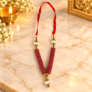 Rani Pink Moti Mala with Pearl Drop