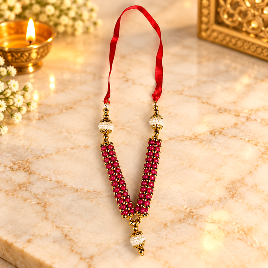 Rani Pink Moti Mala with Pearl Drop